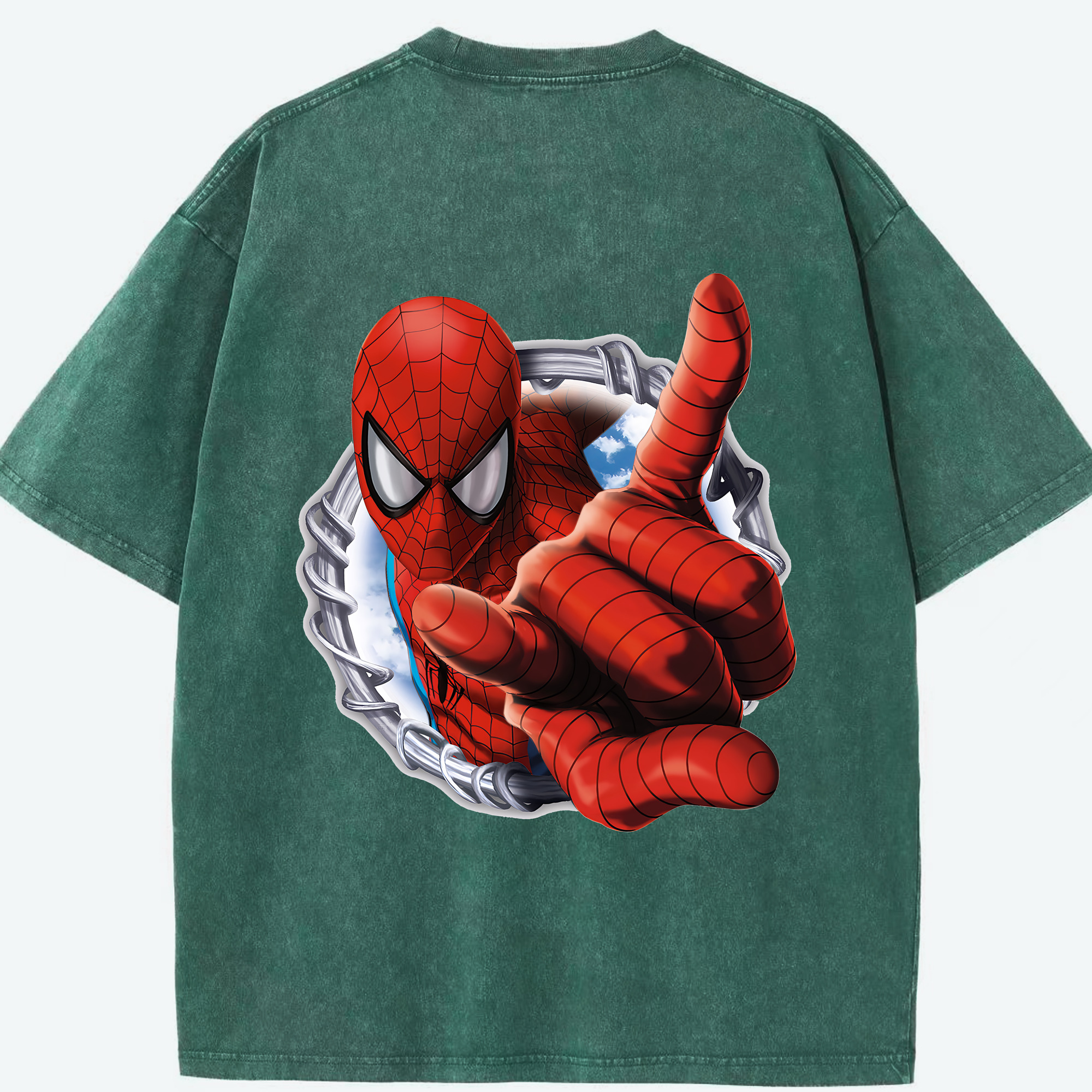 （画像用） Spider Man スパイダーマン 綿100% ヴィンテージ風 半袖Tシャツ（背面プリント）